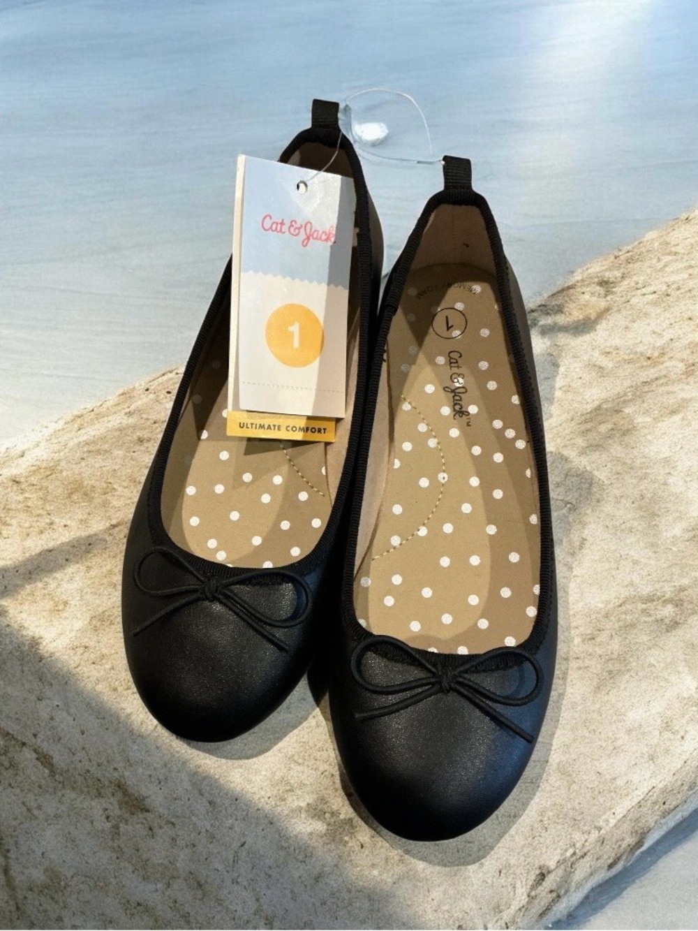 Cat & Jack Black Bow Ballet Flats for Kids